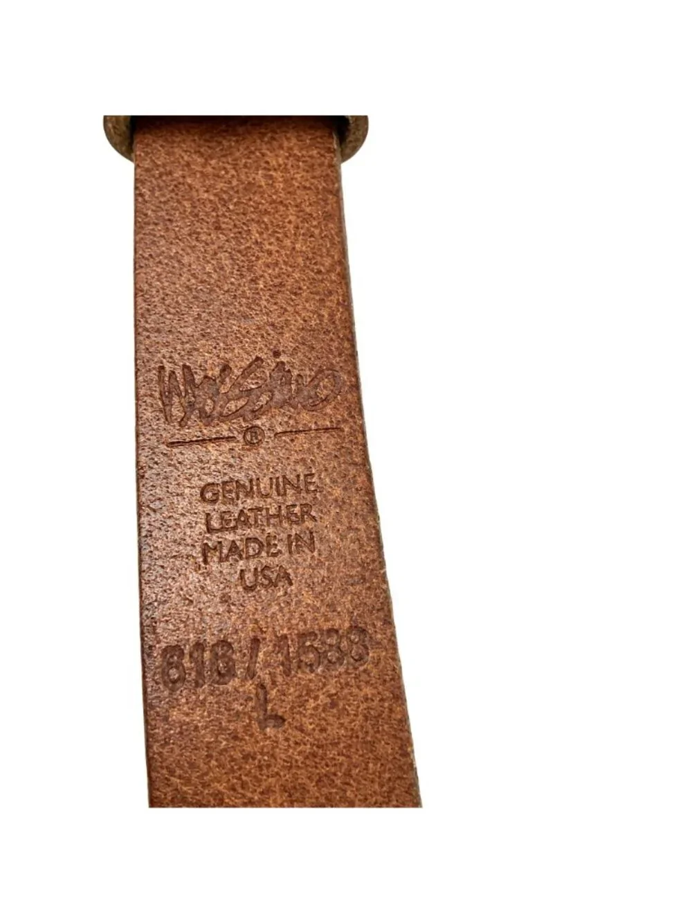 Mossimo Genuine Leather Belt With Silver Buckle Womens Large Cognac Made In USA